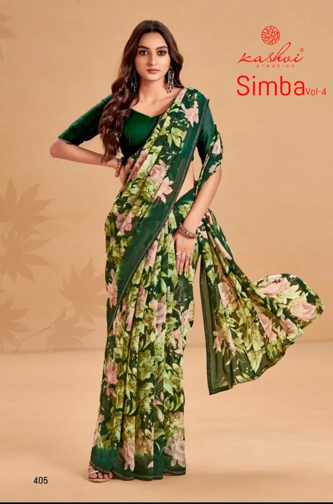 Simba Vol 04 By Kashvi Printed Georgette Sarees Wholesale Market In Surat
